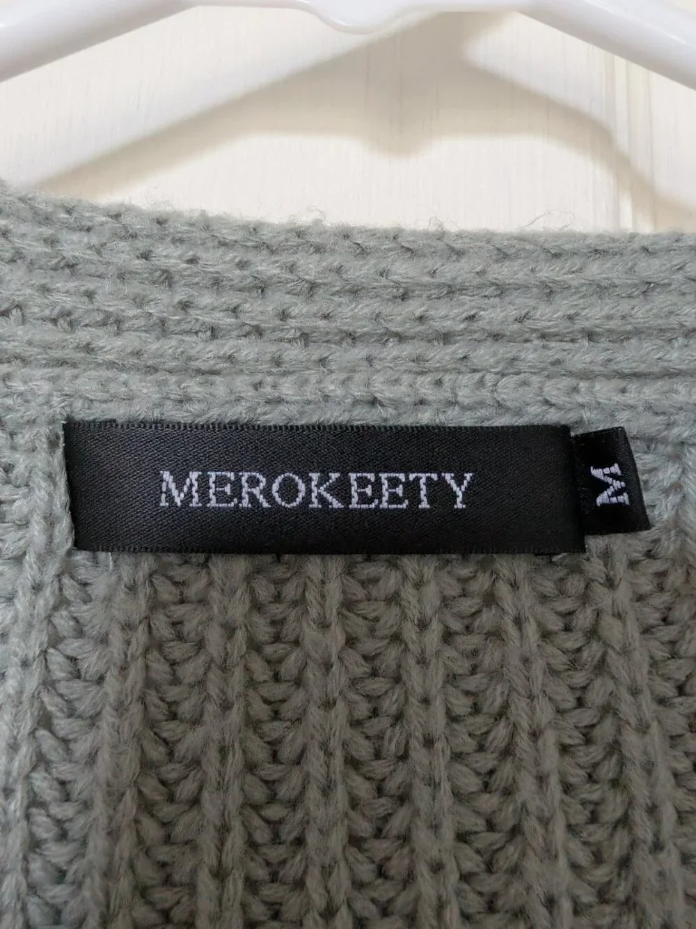 Merokeety Sage Green Oversized Chunky Knit Cardigan | Size Medium - Picture 5 of 5